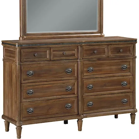 Transitional 10-Drawer Dresser with Felt Lined Top Drawers